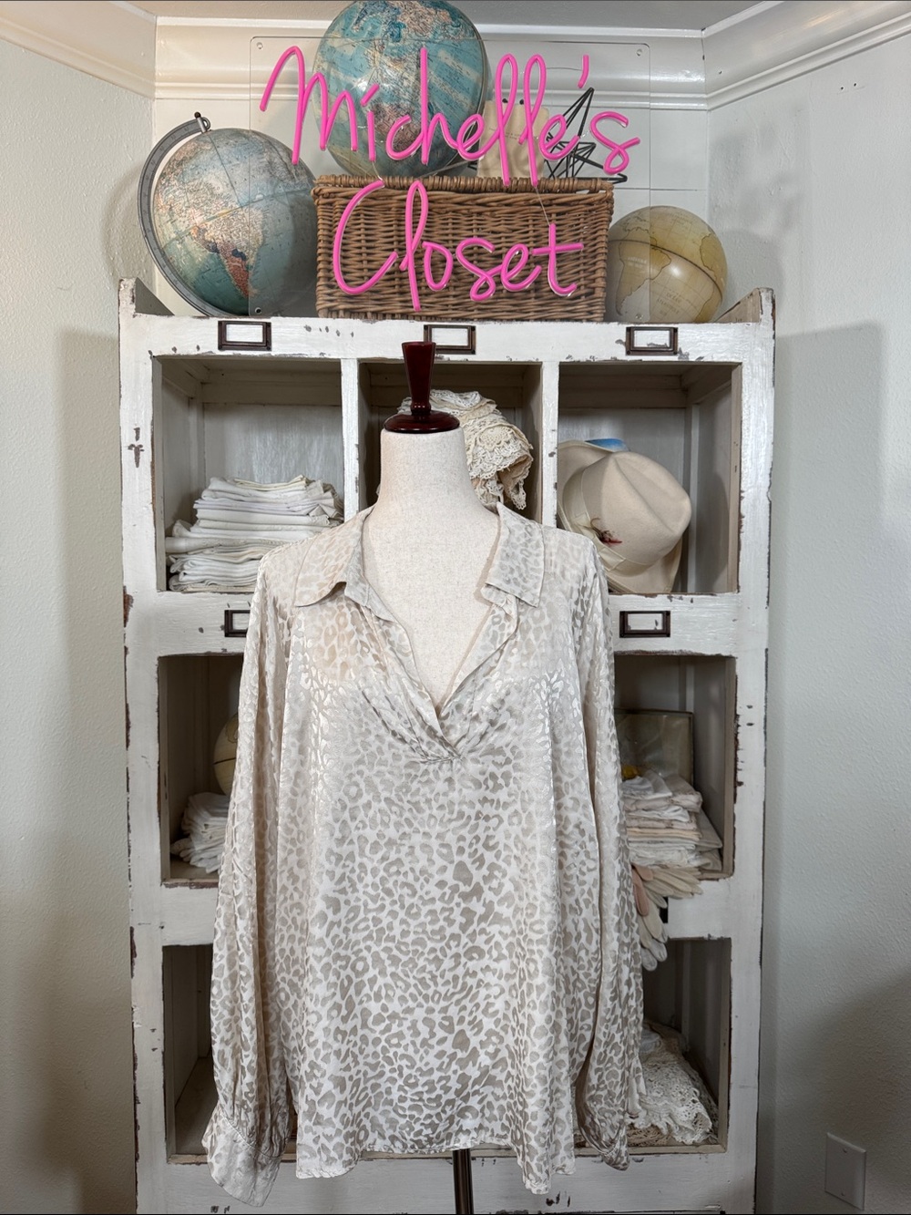 Tempo Paris Cream Satin Blouse